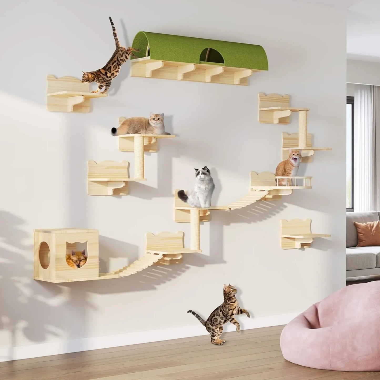 Wooden Wall Mounted Cat Furniture