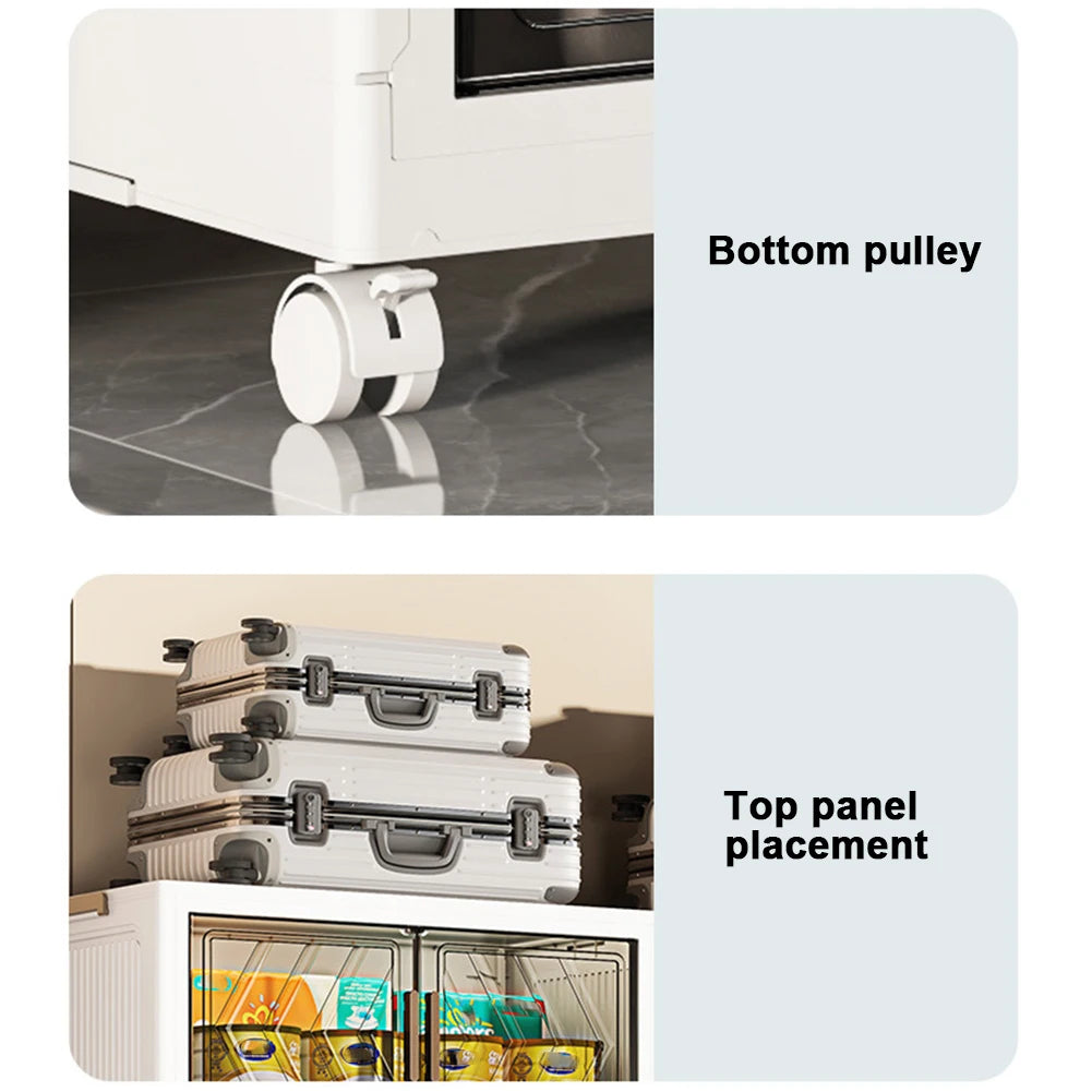 4 Tier Plastic Storage Containers with Doors & Wheels