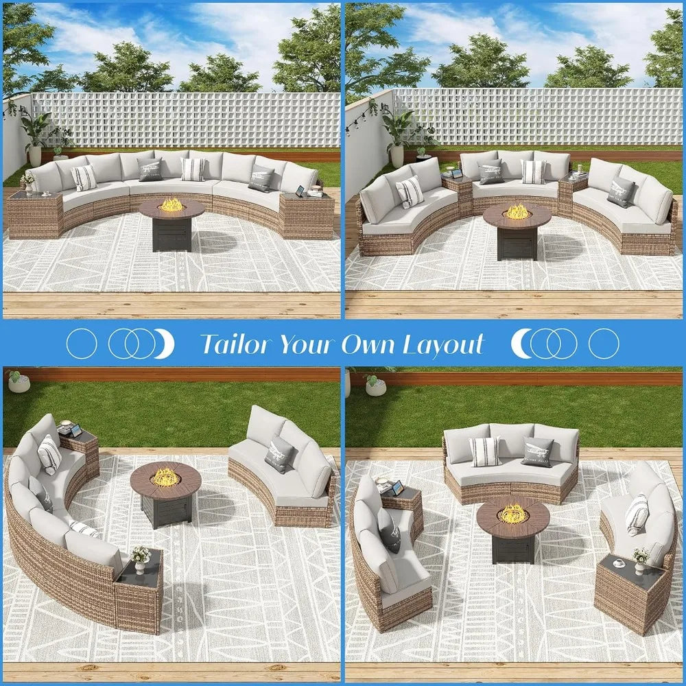 11 Piece Half-Moon Sectional Round Sofa Set
