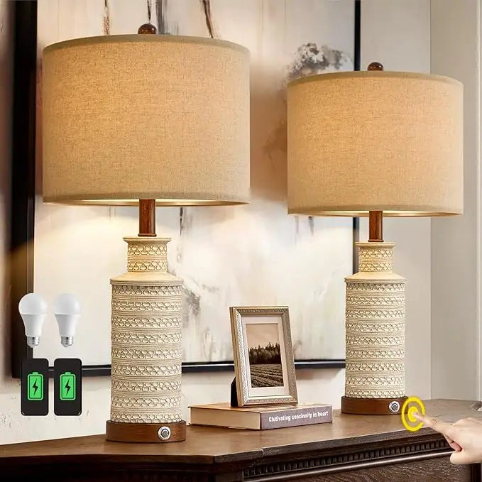 24'' Vintage Table Lamp Set of 2