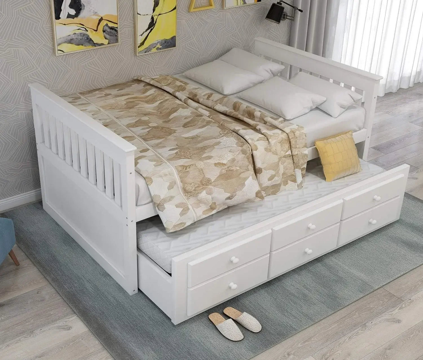 Children's storage double bed with stand