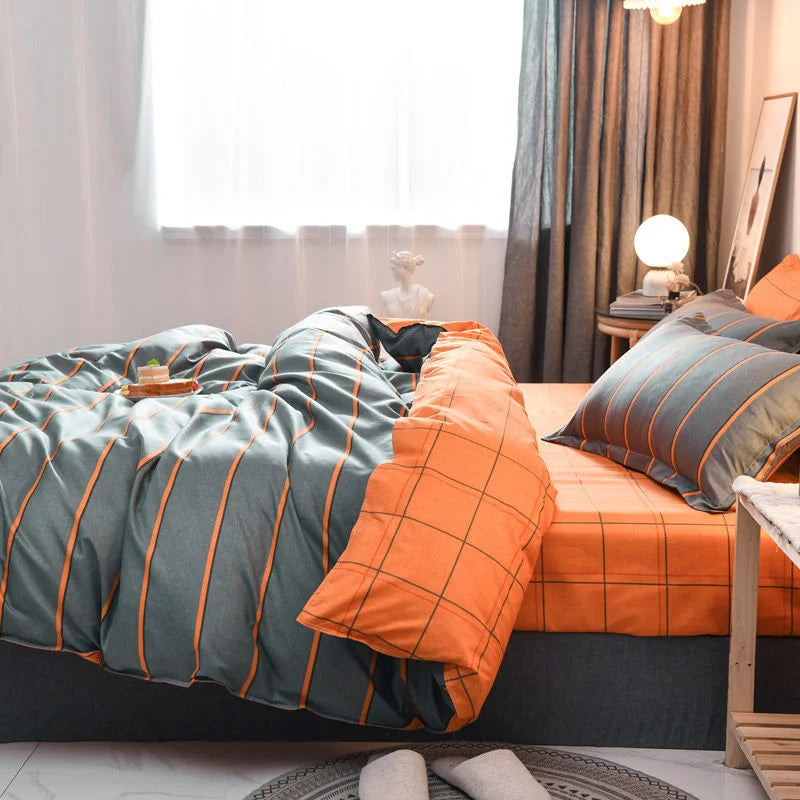 Blue Love Heart Printed Bedding Set