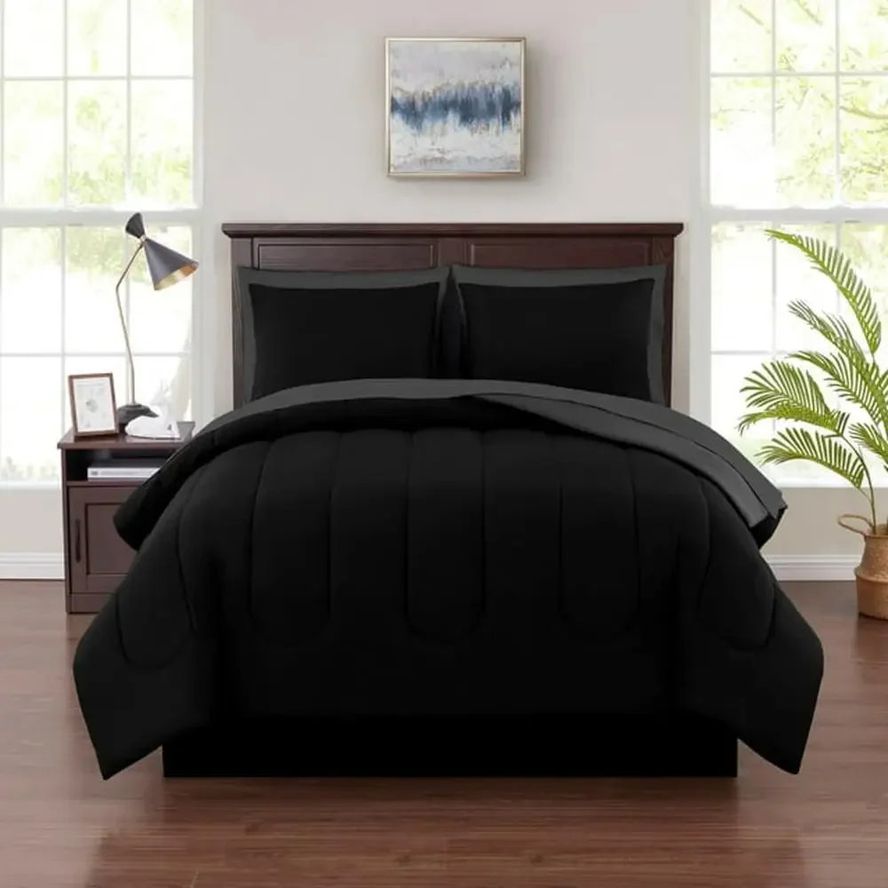 Black 7-Piece King Size Bedding Set