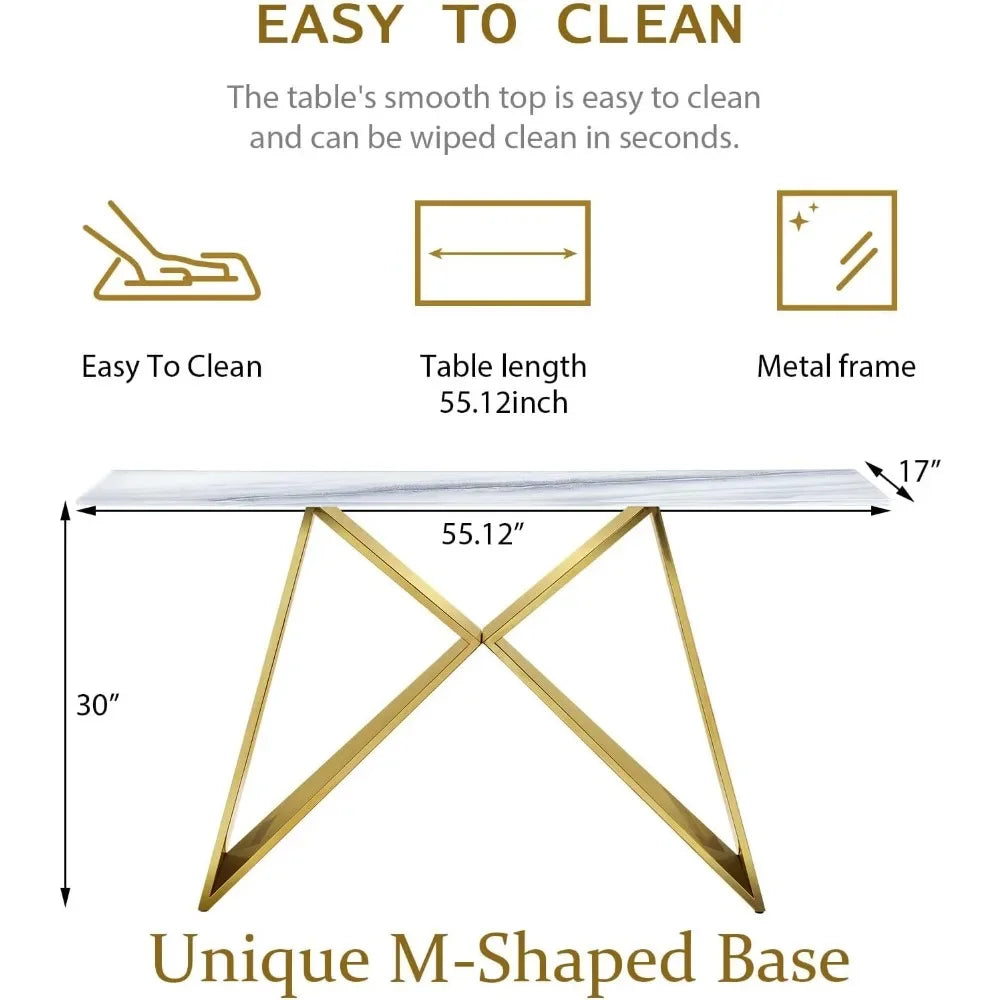 Luxury Entryway Table with Polished Gold M-Base