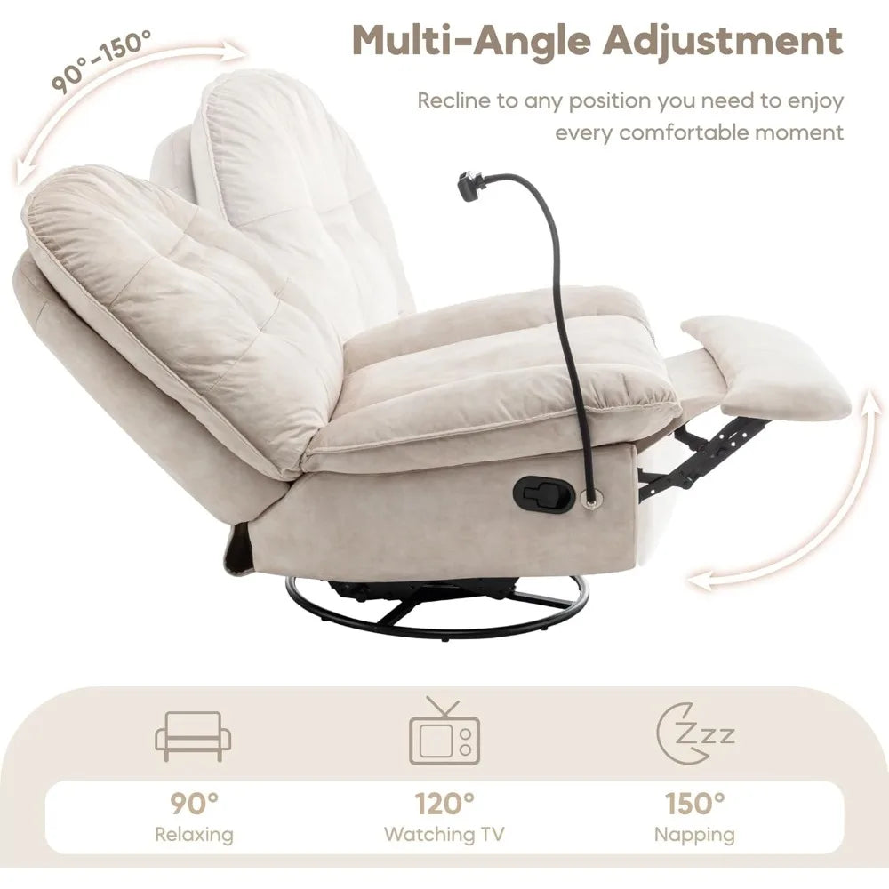 Modern Oversized Swivel Chair with Phone Stand