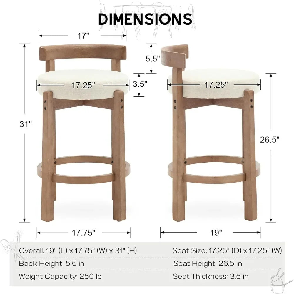 Set of 2 Mid Century Modern Counter Stools
