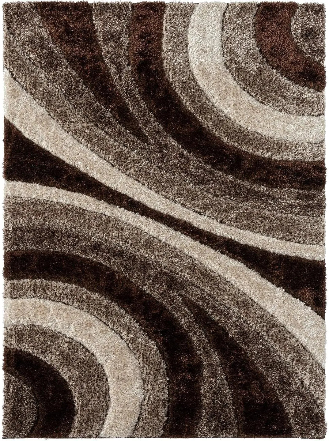 Brown 5X7 Modern Shag Geometric Area Rug