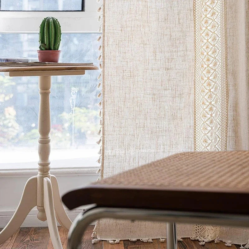 Green Farmhouse Vintage Pattern Window Curtain