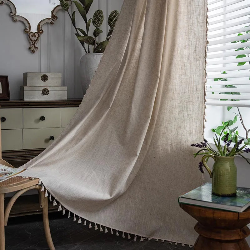 Green Farmhouse Vintage Pattern Window Curtain