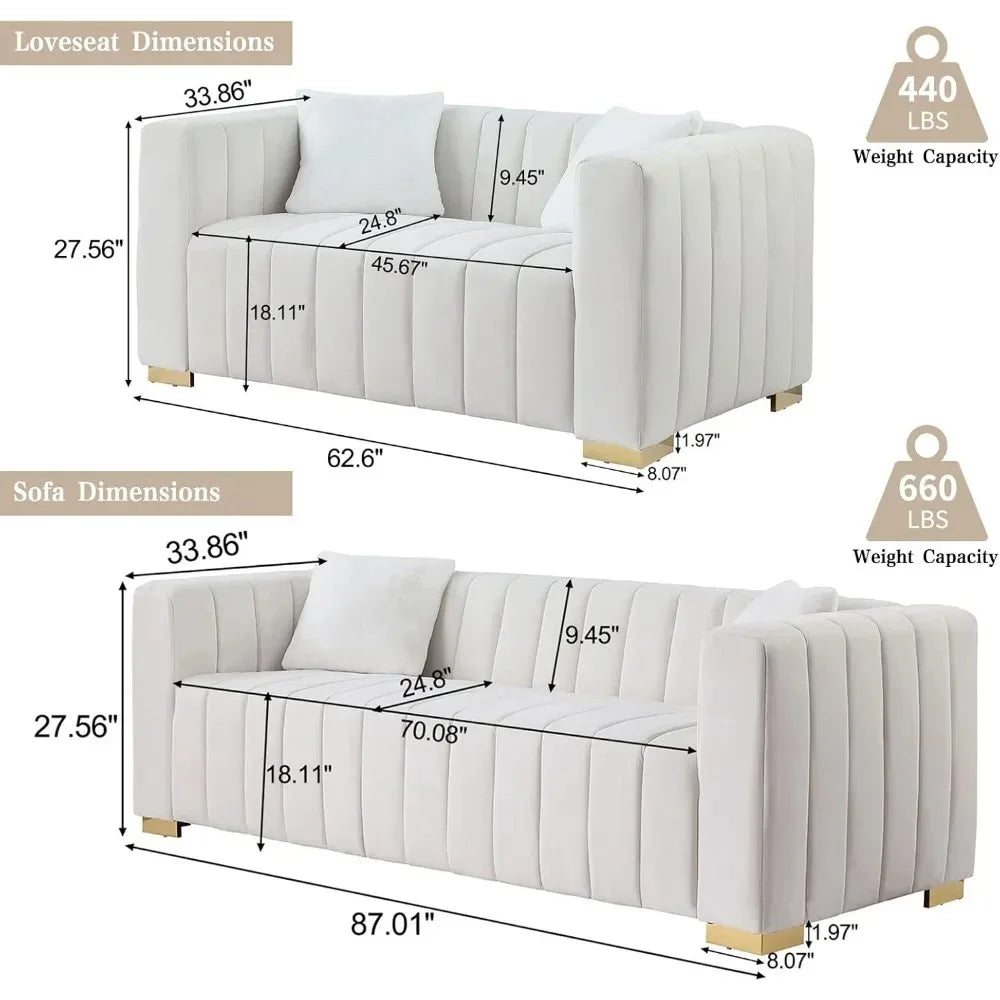 2 Pcs Living Room Sofa and Loveseat