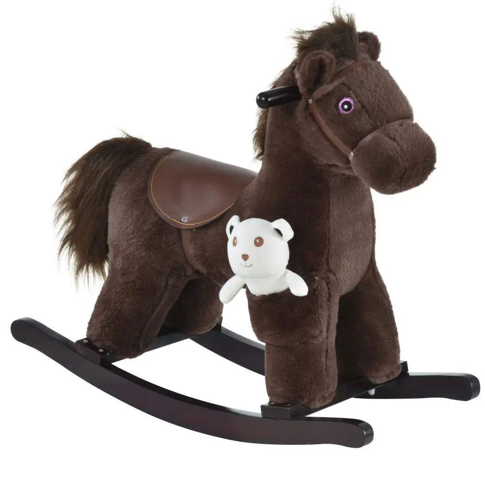 Kids Plush Rocking Horse with Bear Toy