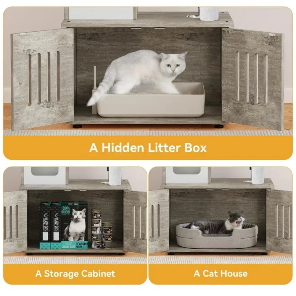 Cat Tree with Litter Box Enclosure
