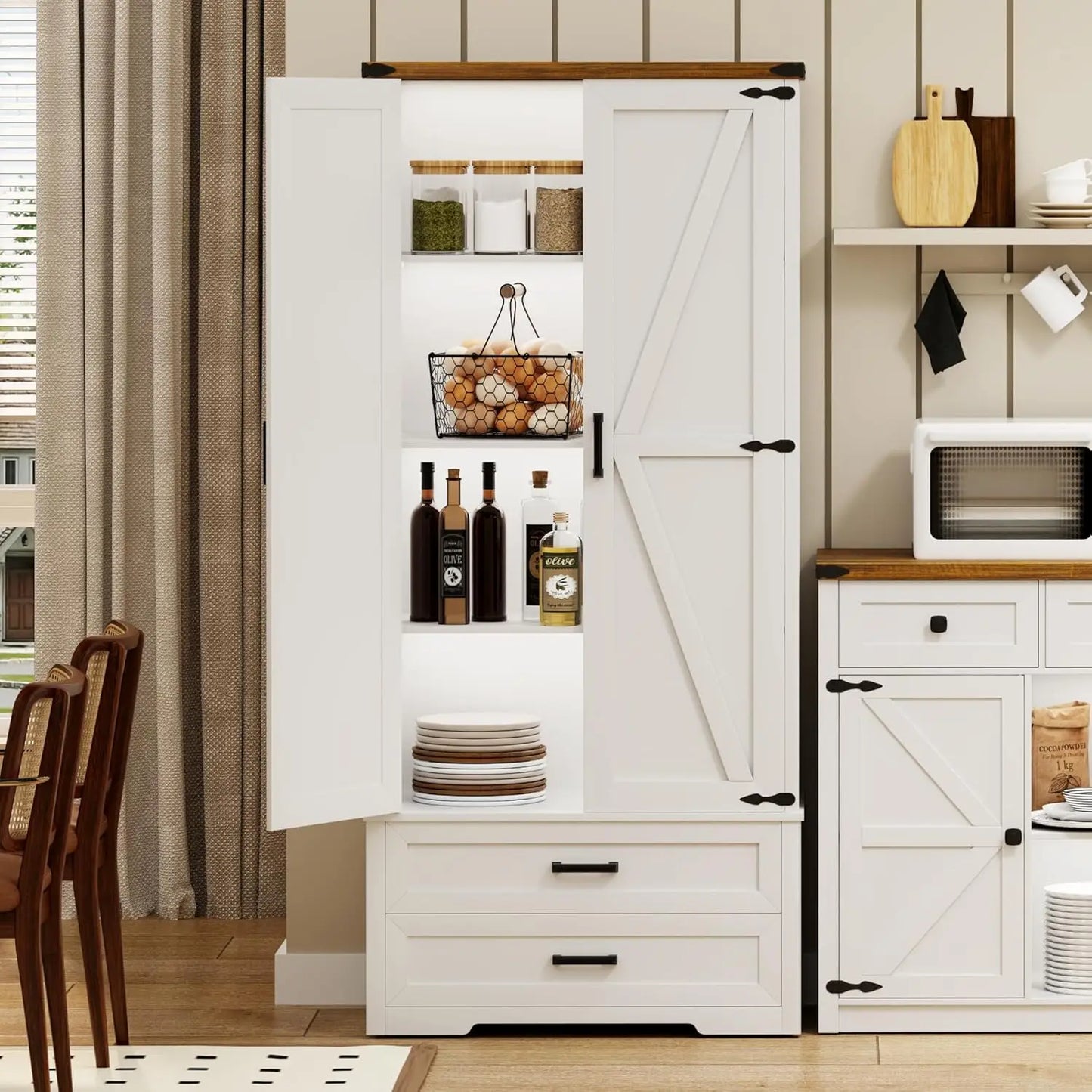 Tall Pantry Storage Cabinet with Adjustable Shelves
