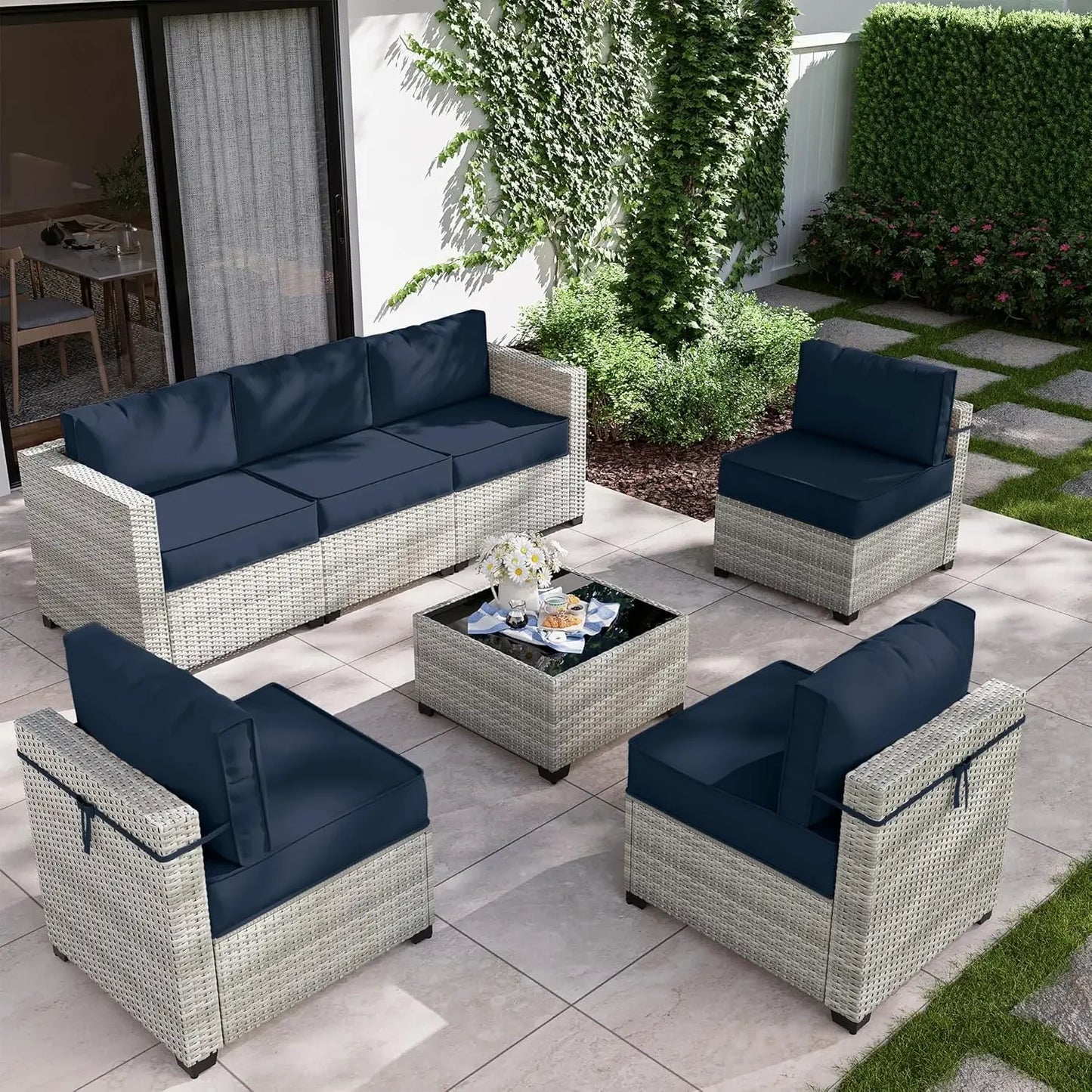 8-Piece Patio Set With Fire Pit Table