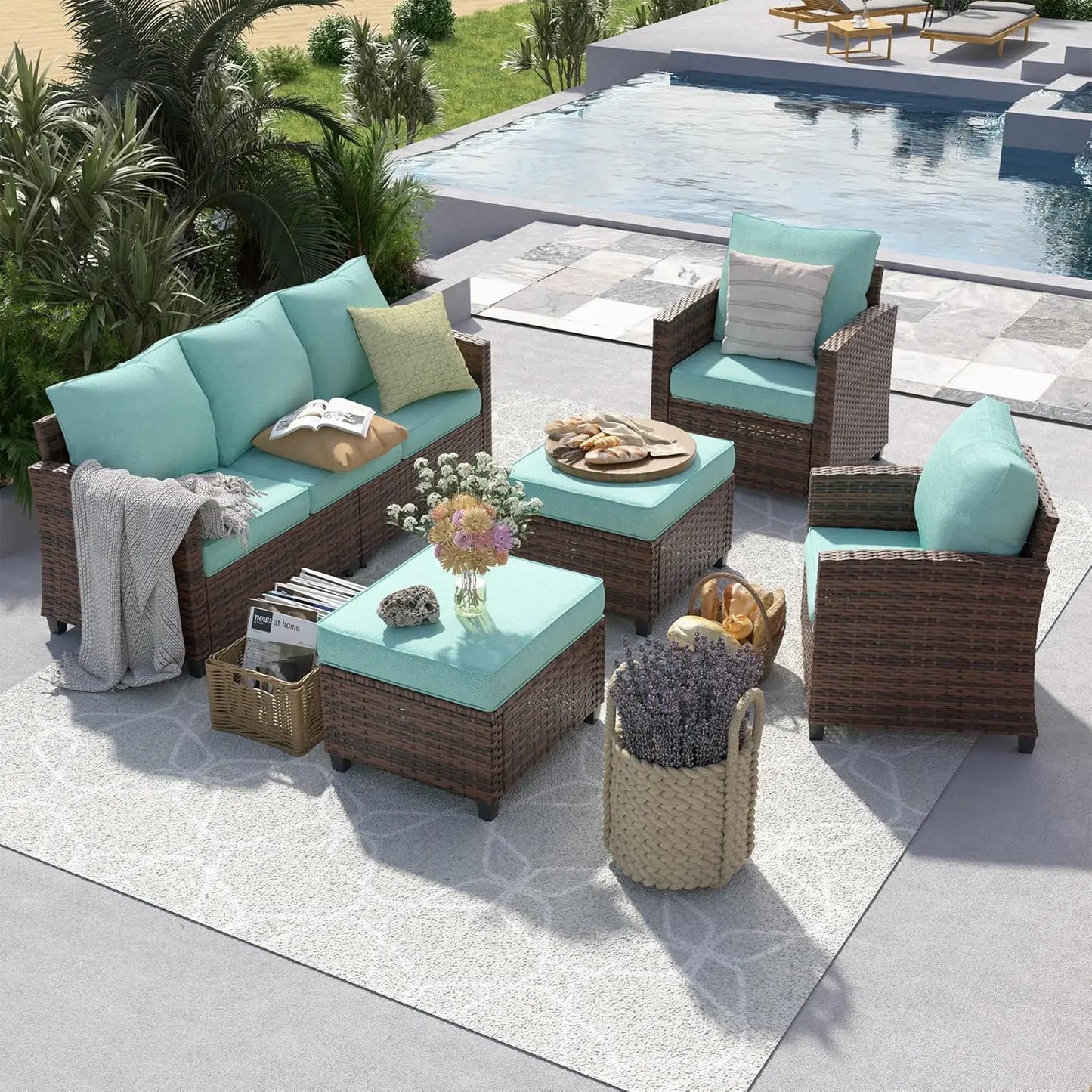 6 Pieces Sectional Conversation Sets