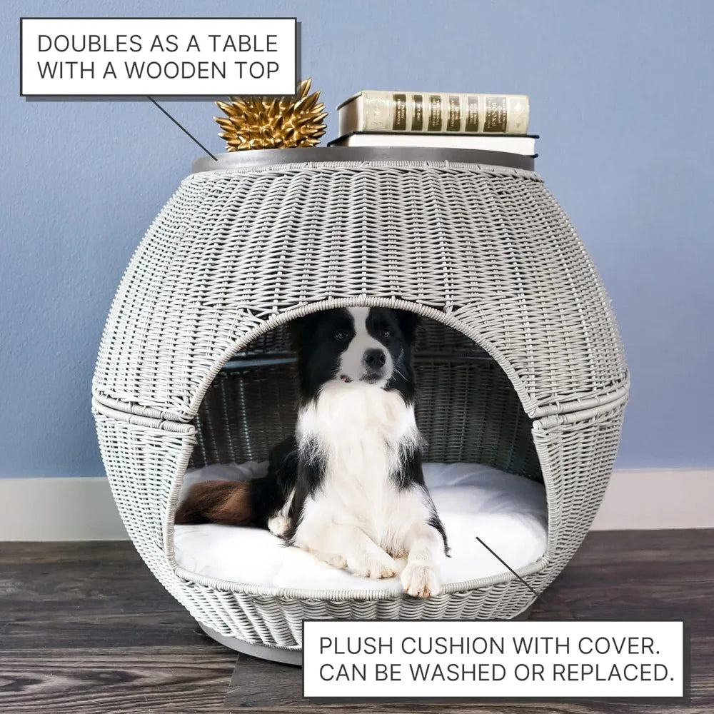 Indoor Multipurpose Pet Bed with Claw-Proof Rattan