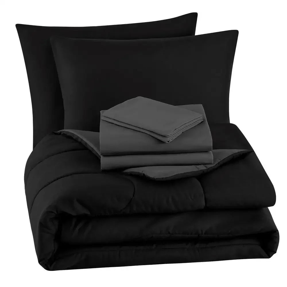 Black 7-Piece King Size Bedding Set