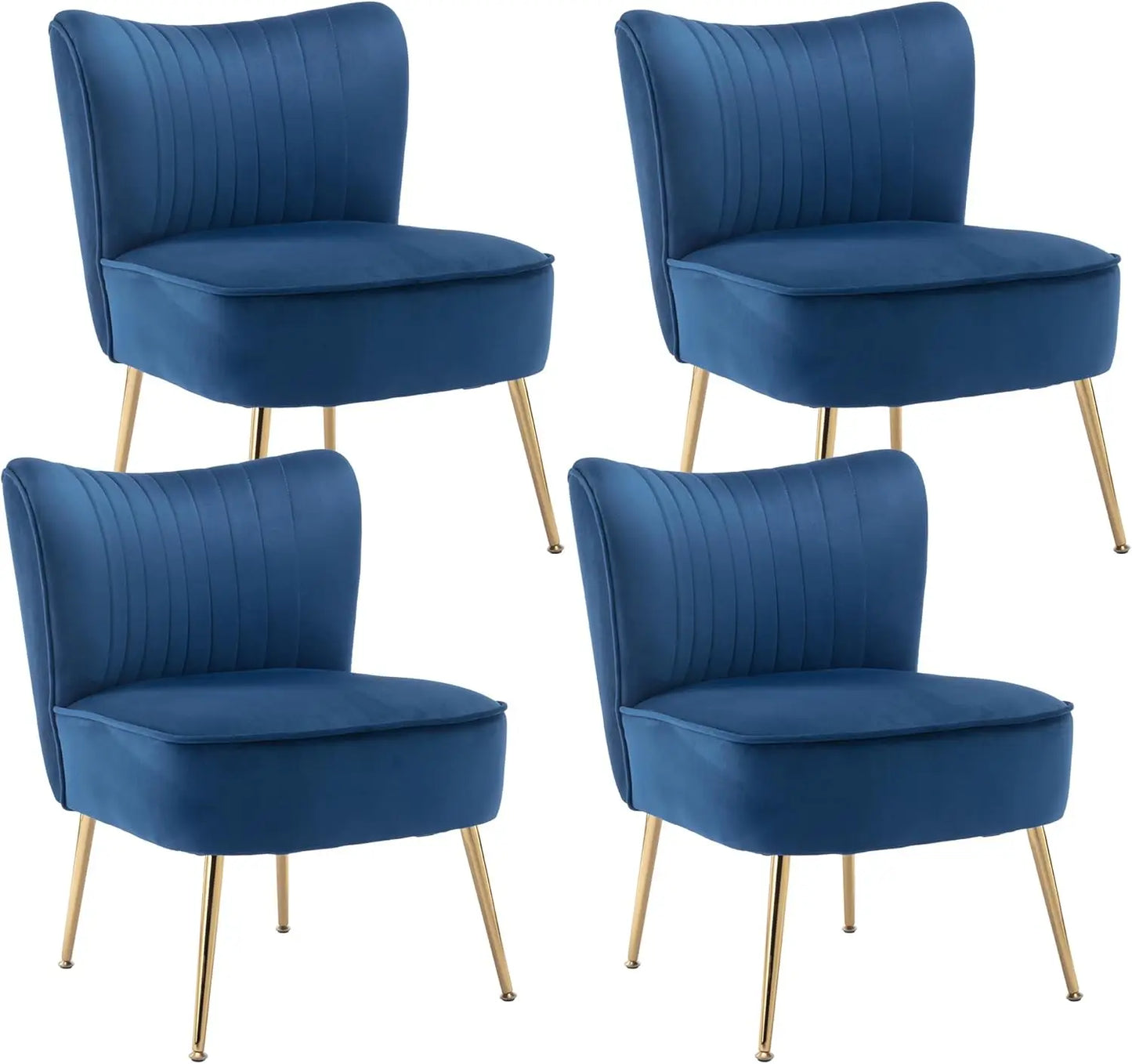 Velvet Upholstered Accent Chairs with Gold Legs