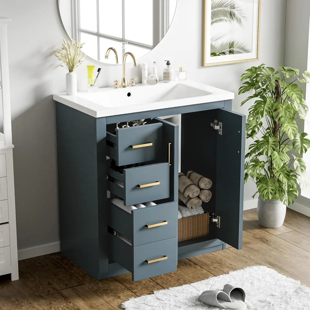 30" Herringbone Single Sink Bathroom Vanity