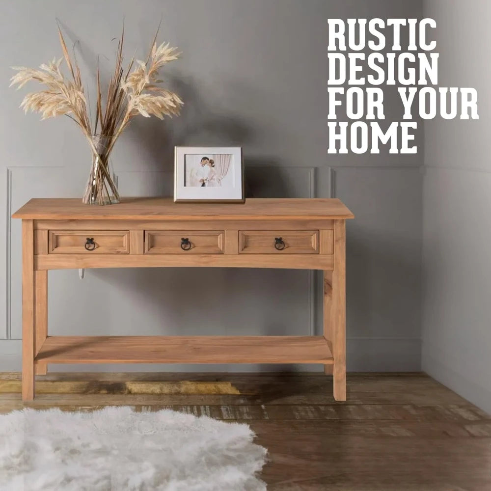 Solid Wood Console Table with Drawers