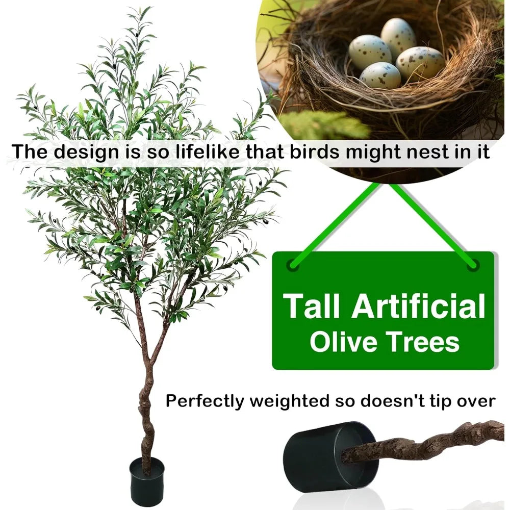 7Ft Faux Olive Tree and Lifelike Fruits