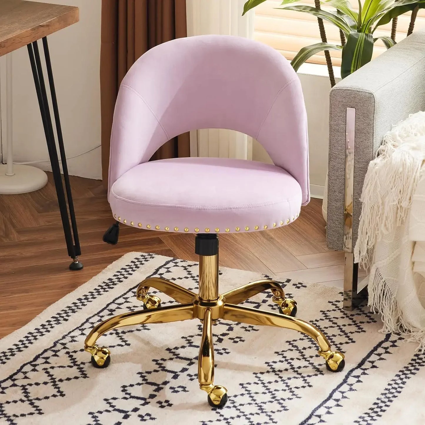 Small Velvet Swivel Task Chair