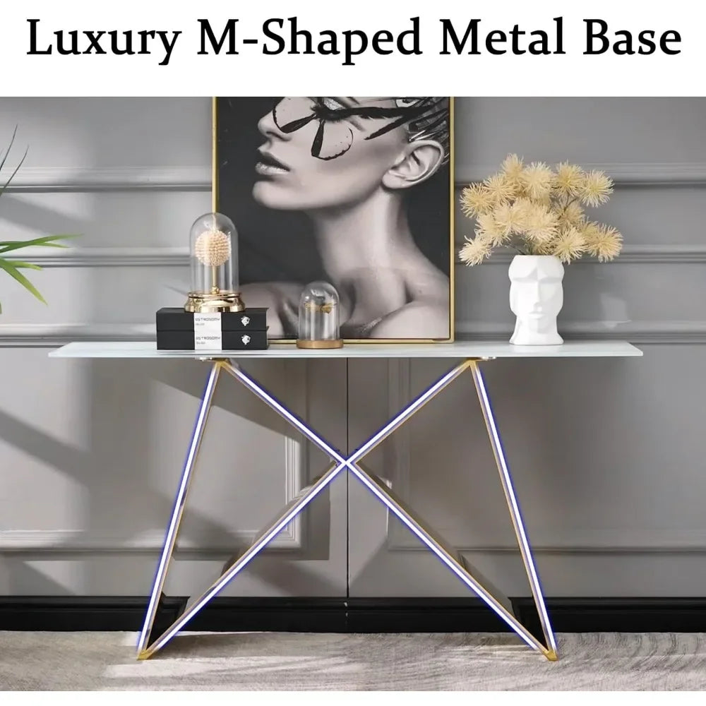 Luxury Entryway Table with Polished Gold M-Base