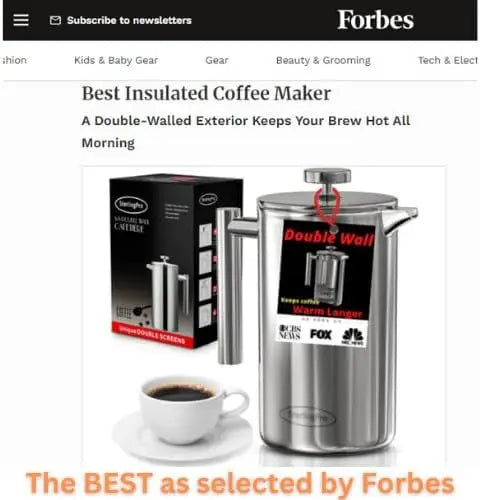 Double Walled Large Coffee Press With 2 Free Filters