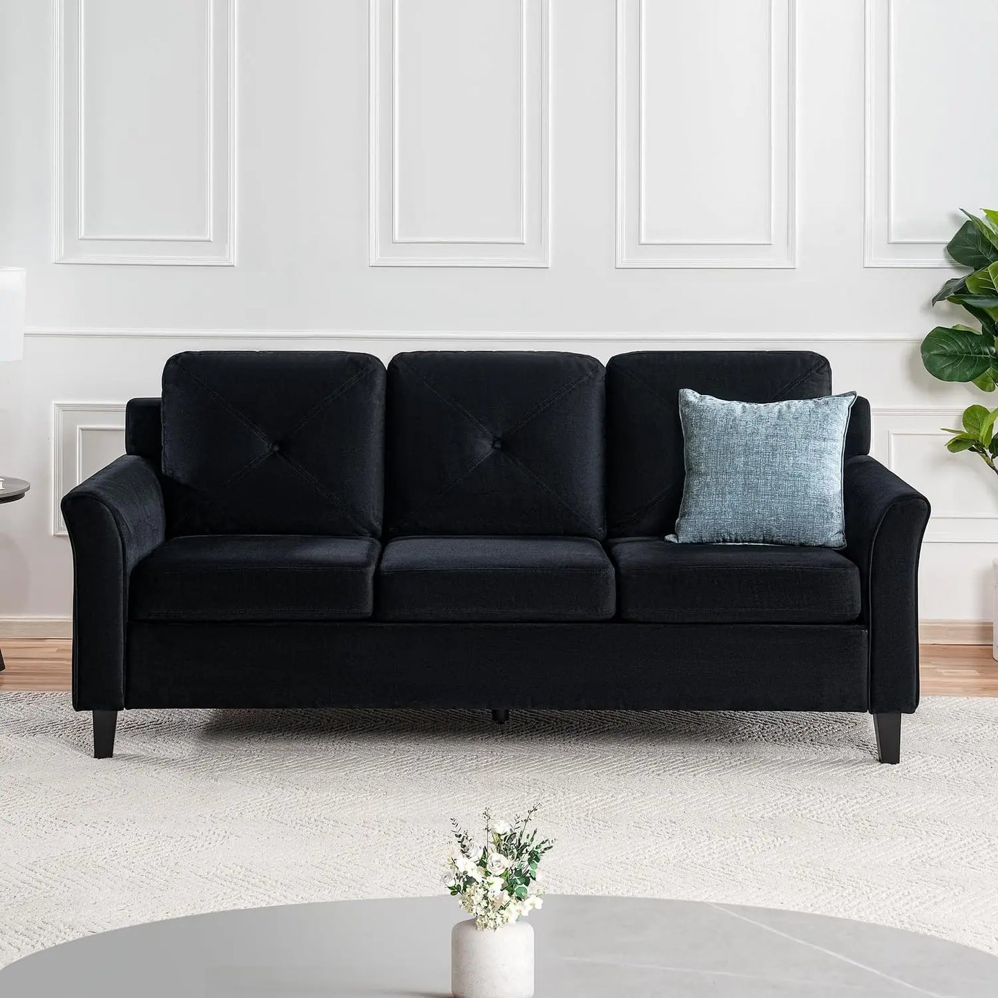 Black Button Tufted Sofa & Loveseat Set