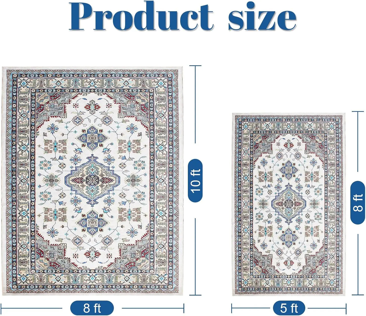 Large Vintage Area Rug 8 X 10