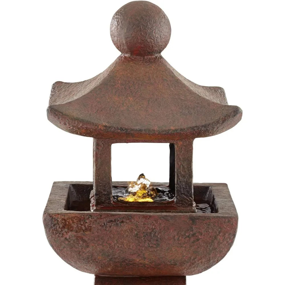 Garden Pagoda Style Outdoor Fountain with Light