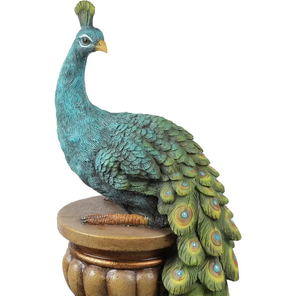 Pedestal Peacock and Urns Garden Water Fountain