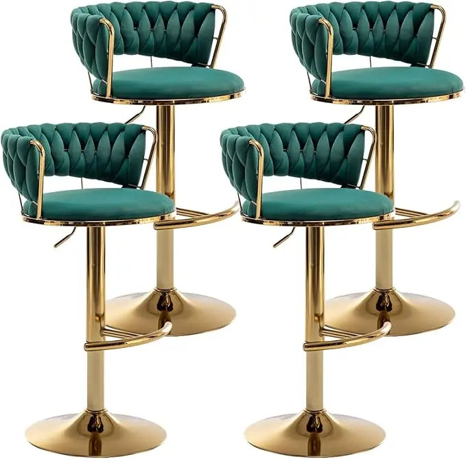 Gold Swivel Velvet Stools Set of 4