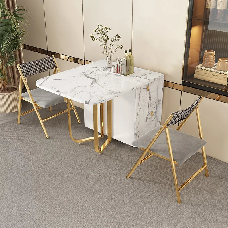 Movable Folding Dining Table with Storage Rack