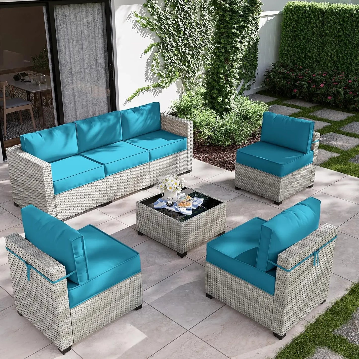 8-Piece Patio Set With Fire Pit Table