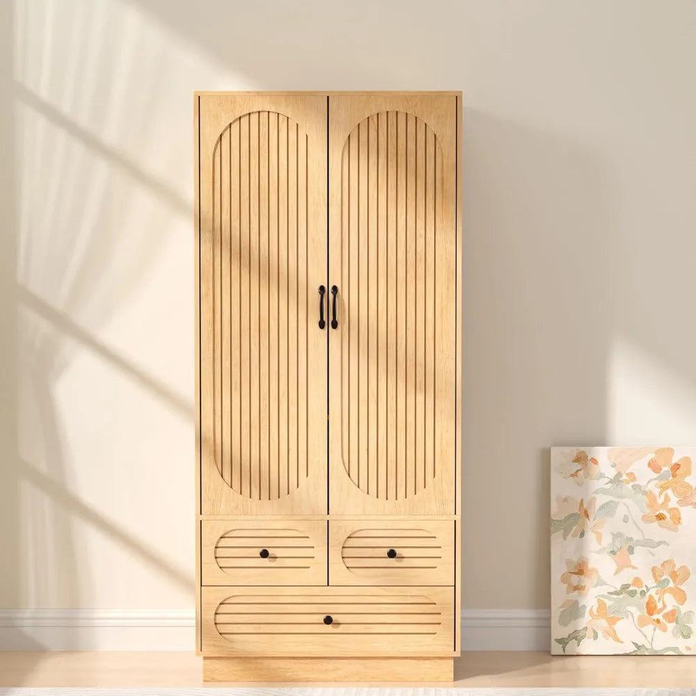 Fluted Wardrobe Closet with Doors
