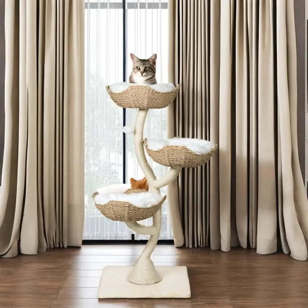Natural Wood Climbing Cat Tree