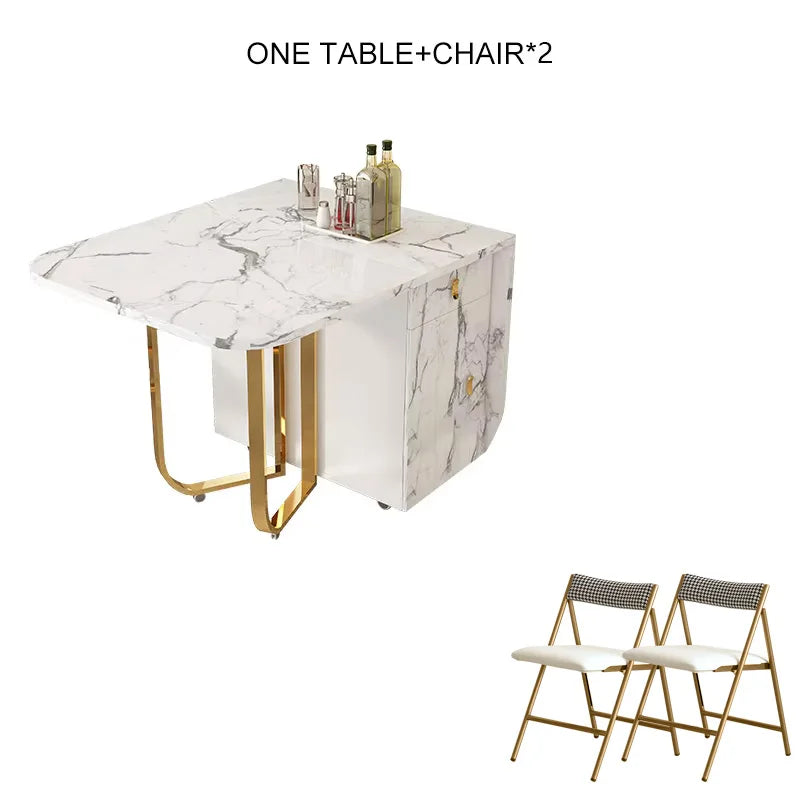 Movable Folding Dining Table with Storage Rack