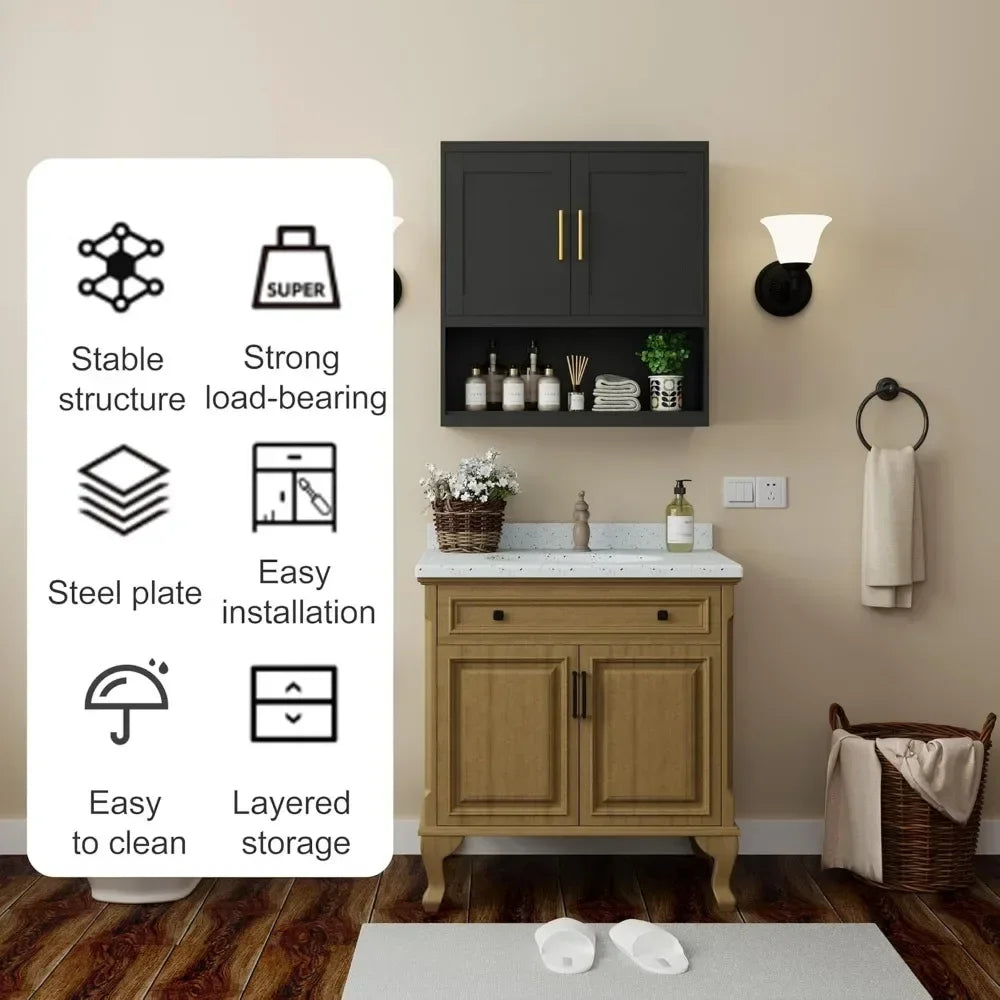 Wall Mounted Hanging Bathroom Cabinet with 2Door