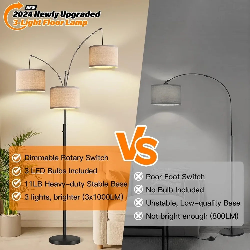 Tall 3 Lights Arc Floor Lamps
