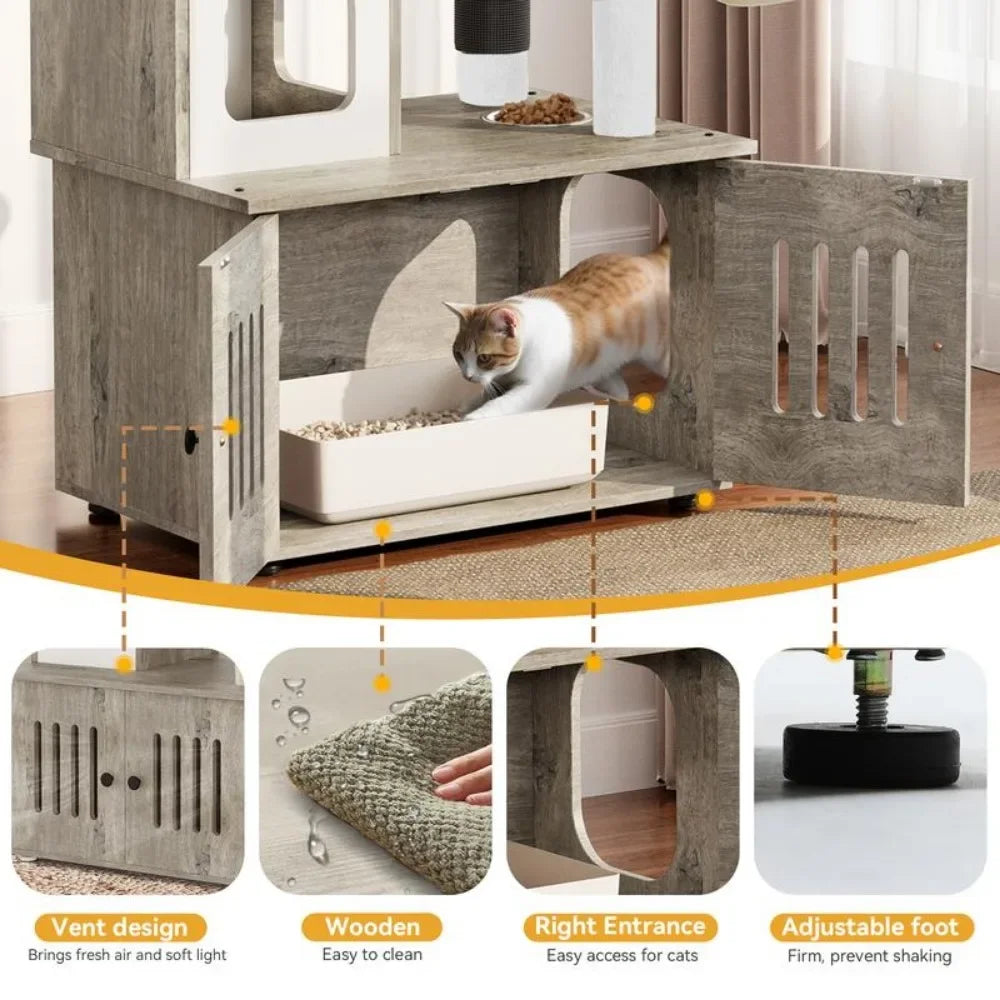 Cat Tree with Litter Box Enclosure