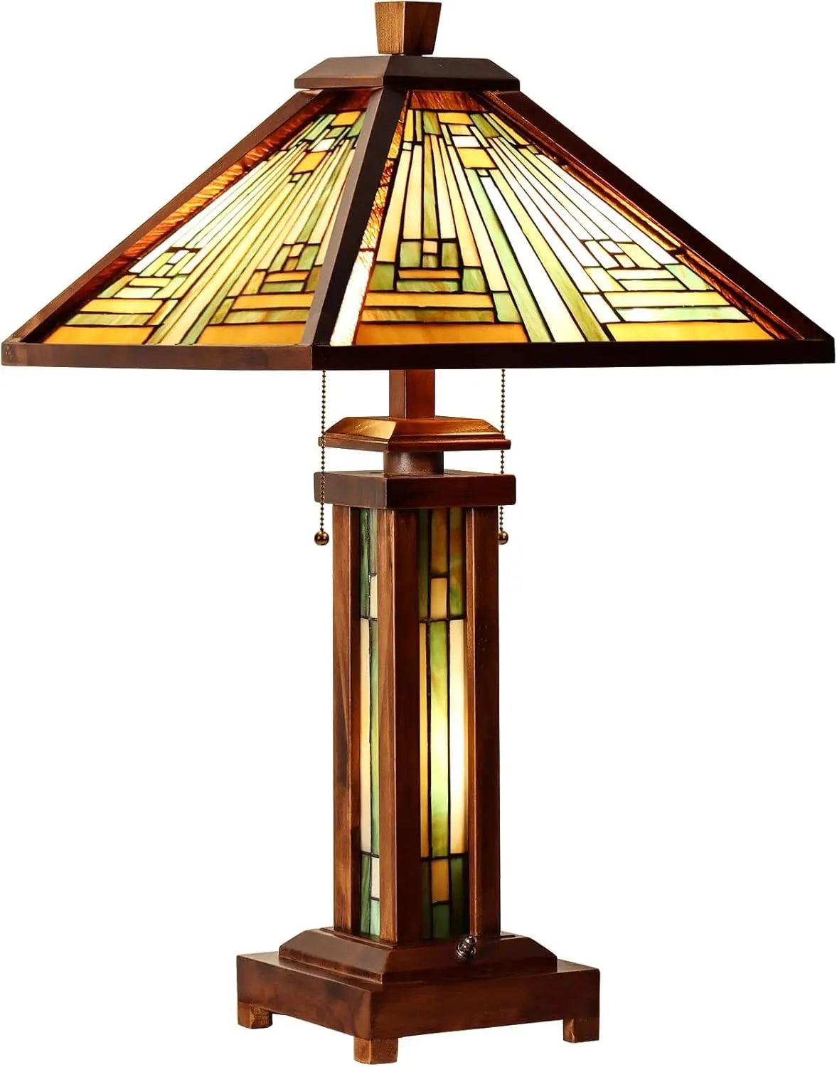 Mission Style Wood Base Desk Lamp with Night Light