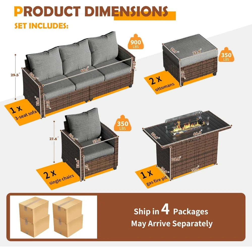 6 Pieces Sectional Conversation Sets