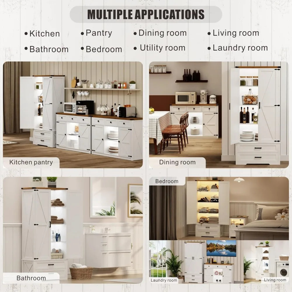 Tall Pantry Storage Cabinet with Adjustable Shelves