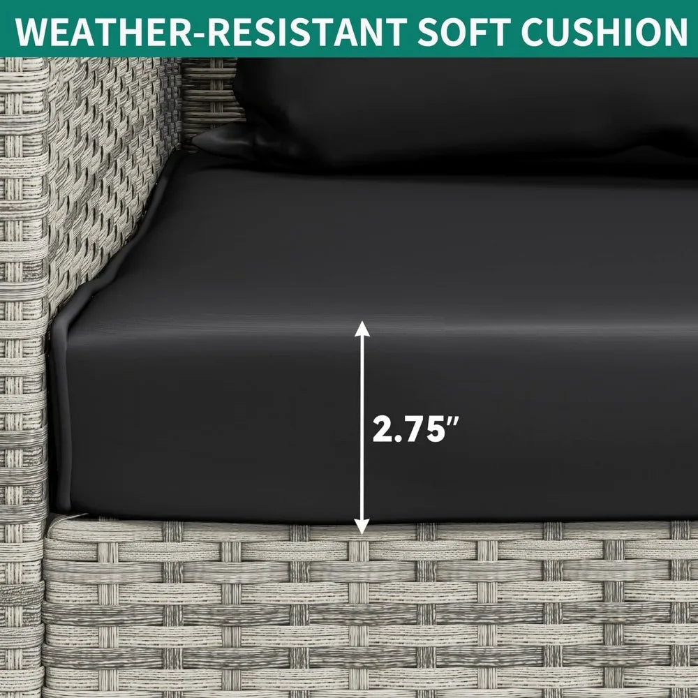 Hanging Outdoor Gray Rattan Patio Swing