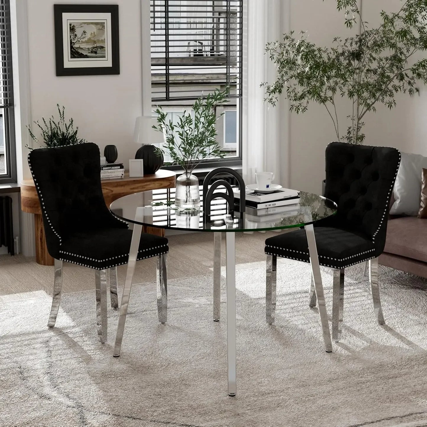5-Piece Luxury Round Glass Dining Set