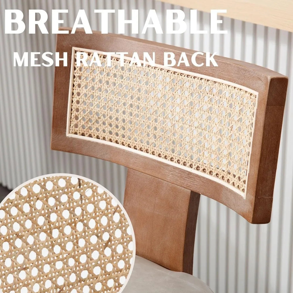 Set of 2 Counter Height Rattan Bar Stools