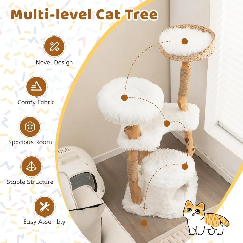 Solid Wood Modern Cats Tower