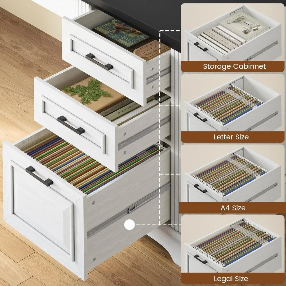 Farmhouse Executive Desk with Storage Drawers