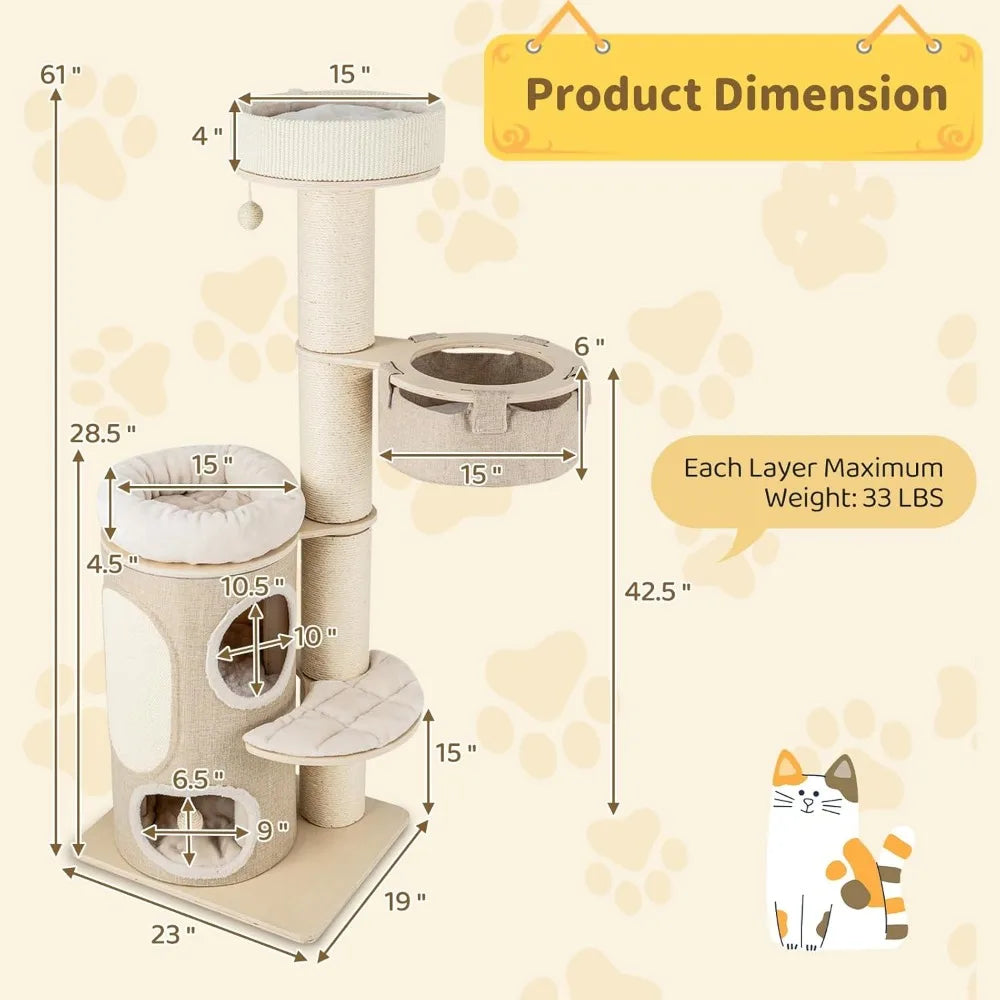 Multi-Level Tall Cat Tower with 2-Story Condo